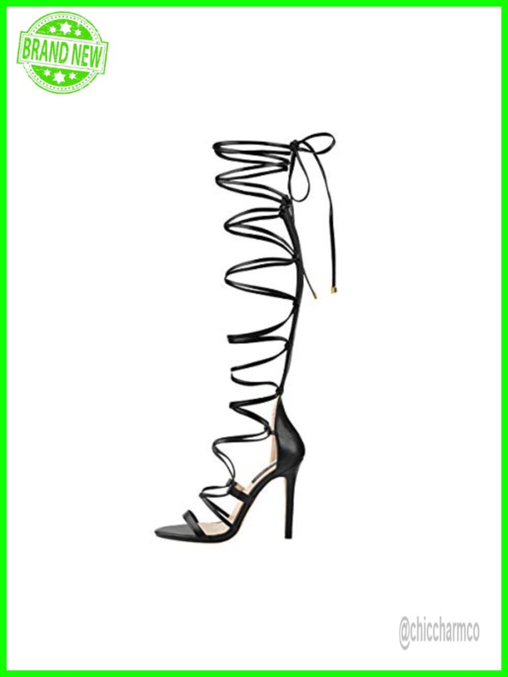 Gladiator Knee High Sandals Open Toe Lace Up Criss Cross Strappy Stiletto Heels